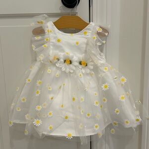 Floral White and Yellow Kids Formal Dress